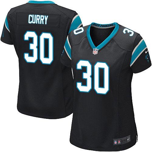 Nike Panthers #30 Stephen Curry Black Team Color Women's Stitched NFL Elite Jersey